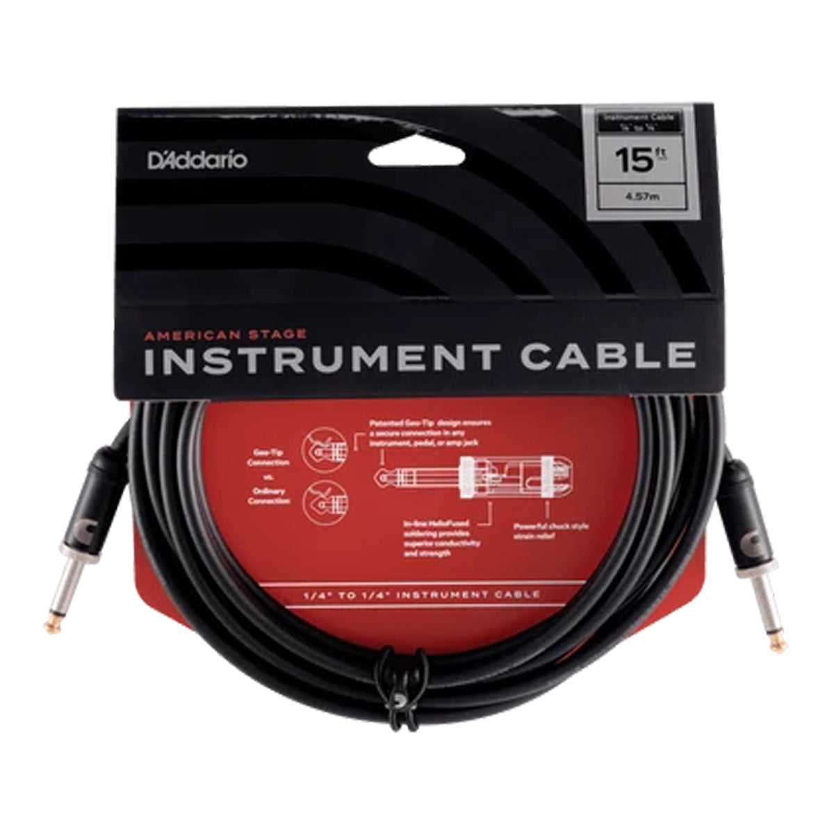 D'ADDARIO PW-AMSG-15 American Stage Câble d'instrument droit vers droit TS 1/4 po - 15 pi