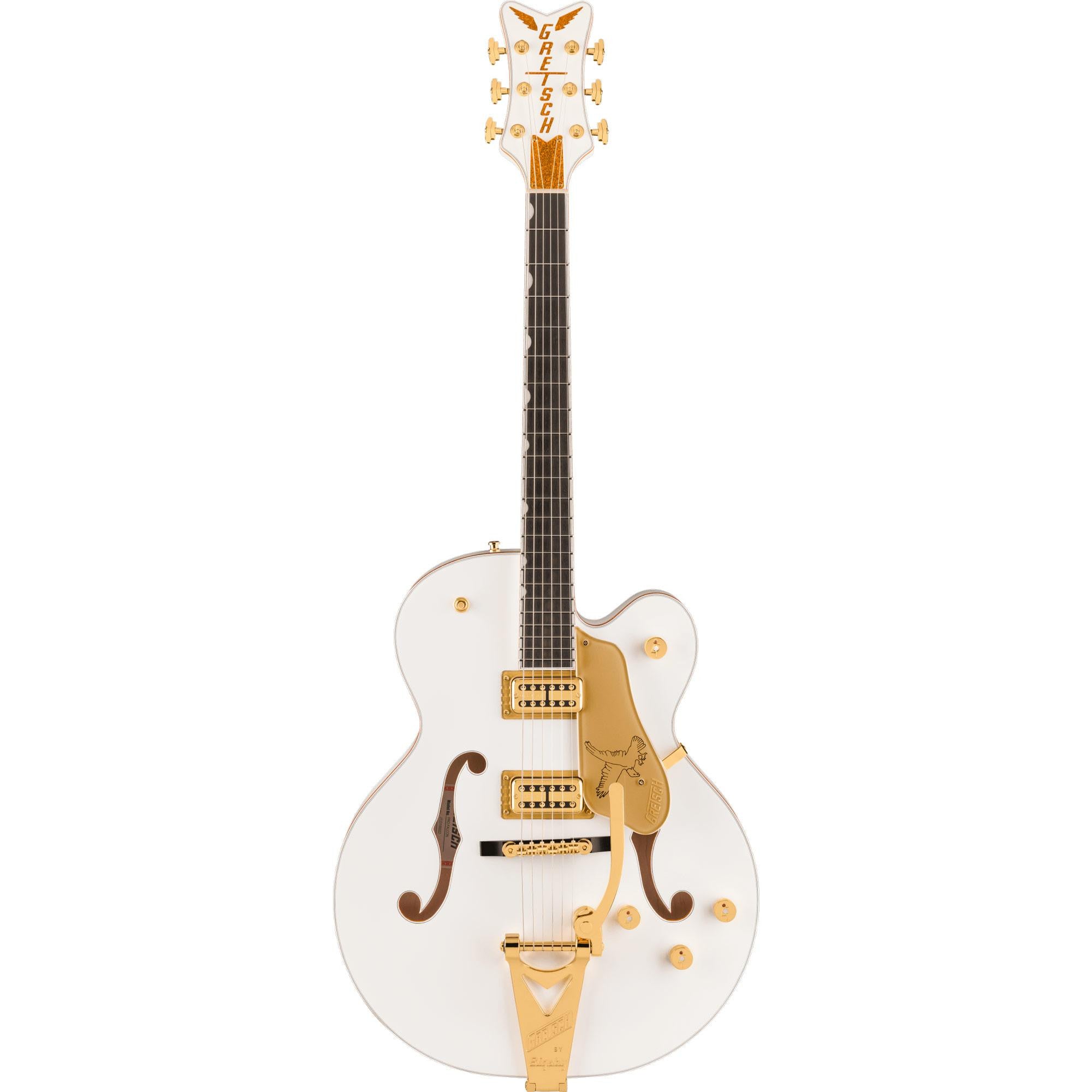 GRETSCH Falcon Hollow Body with String-Thru Bigsby and Gold Hardware, Ebony Fingerboard, White
