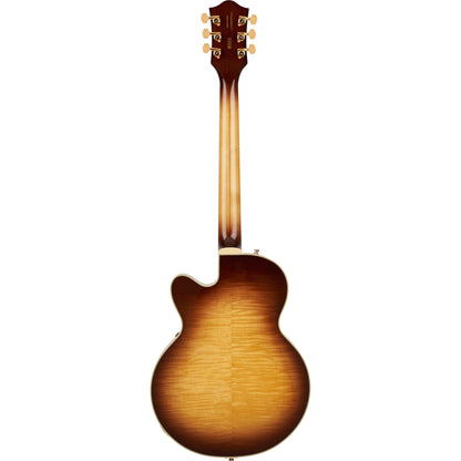 GRETSCH  Broadkaster Jr. LX Figured Center Block with String-Thru Bigsby and Gold Hardware, Ebony Fingerboard, Caramel Dawn