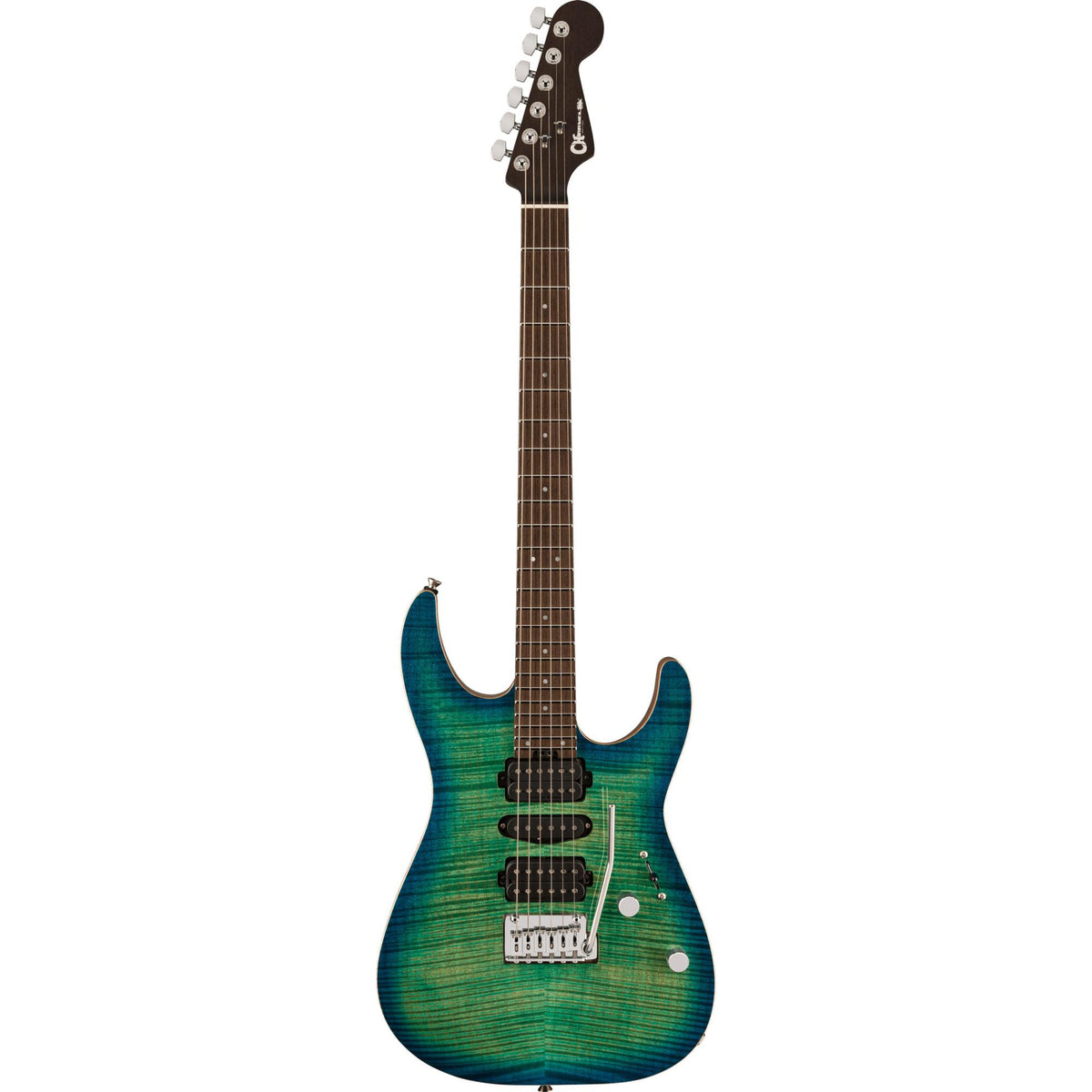 CHARVEL MJ DK24 HSH 2PT W Mahogany with Flame Maple, Wenge Fingerboard, Caribbean Burst