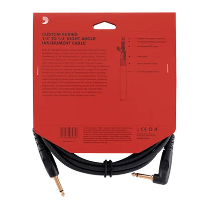 D'ADDARIO PW-GRA-10 Câble d'instrument de la série Custom droit vers coudé TS 1/4 po - 10 pi