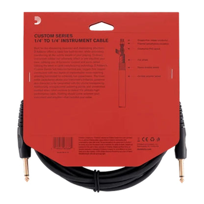 D'ADDARIO PW-G-15 Câble d'instrument de la série Custom droit vers droit TS 1/4 po - 15 pi