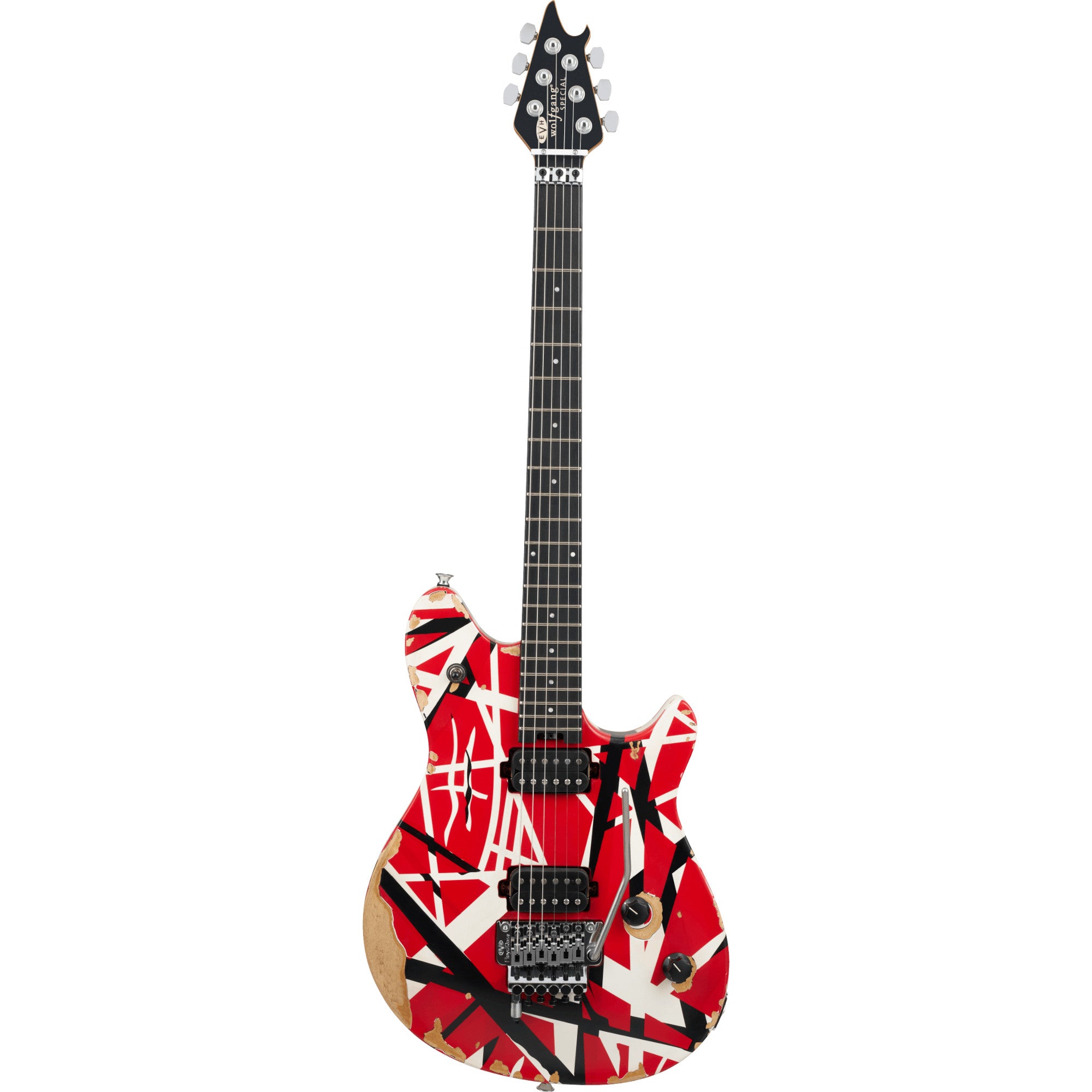 EVH Limited Edition Wolfgang Special Striped Series, Ebony Fingerboard, Red, Black, and White, Aged