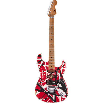 EVH Striped Series Frankenstein Frankie, Maple Fingerboard - Red with Black Stripes Relic
