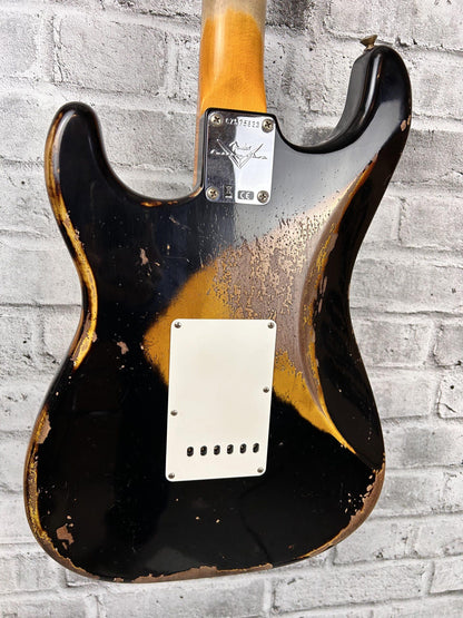 Fender Custom Shop 1960 Stratocaster Heavy Relic, Rosewood Fingerboard, Aged Black over 3-Color Sunburst