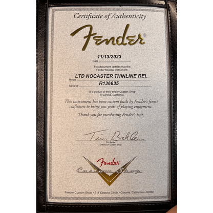 Fender Custom Shop Limited Edition Nocaster Thinline Relic, 1-Piece Quartersawn Maple Neck, Aged Nocaster Blonde