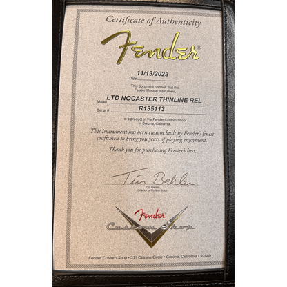 Fender Custom Shop  Limited Edition Nocaster Thinline Relic, 1-Piece Quartersawn Maple Neck, Aged 2-Color Sunburst
