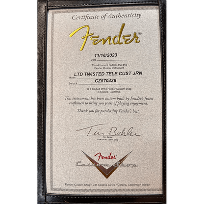 Fender Custom Shop Limited Edition Twisted Telecaster Journeyman Relic, 1-Piece Rift Sawn Maple Neck, 2-Color Sunburst
