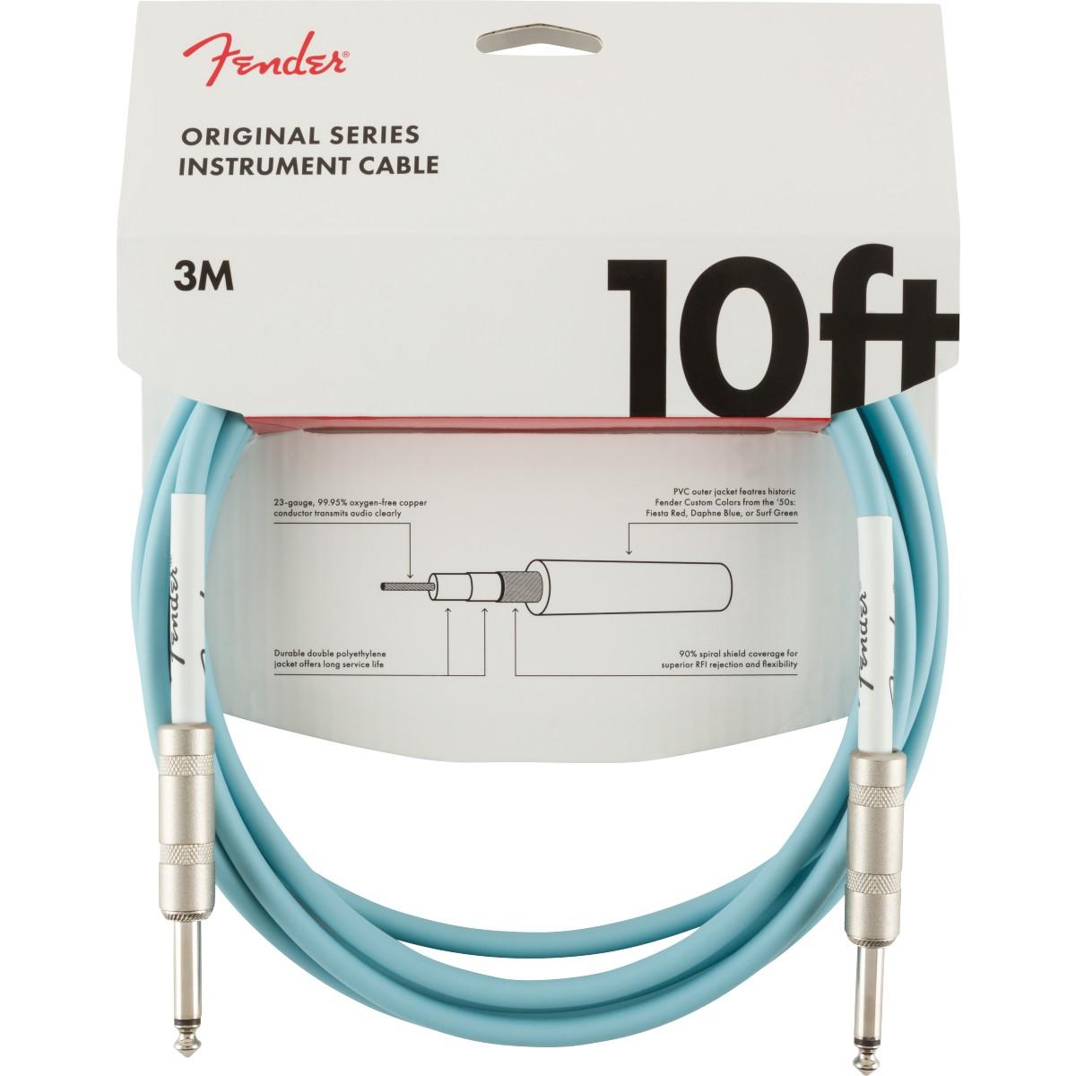 Fender Original Series Instrument Cable, 10', Daphne Blue