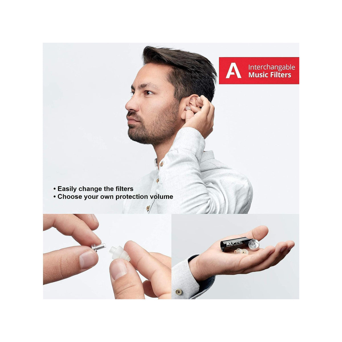 ALPINE MusicSafe High Fidelity Music Ear Plugs for Noise Reduction - 2 Interchangeable Filter Sets