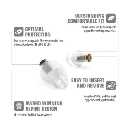 ALPINE MusicSafe High Fidelity Music Ear Plugs for Noise Reduction - 2 Interchangeable Filter Sets