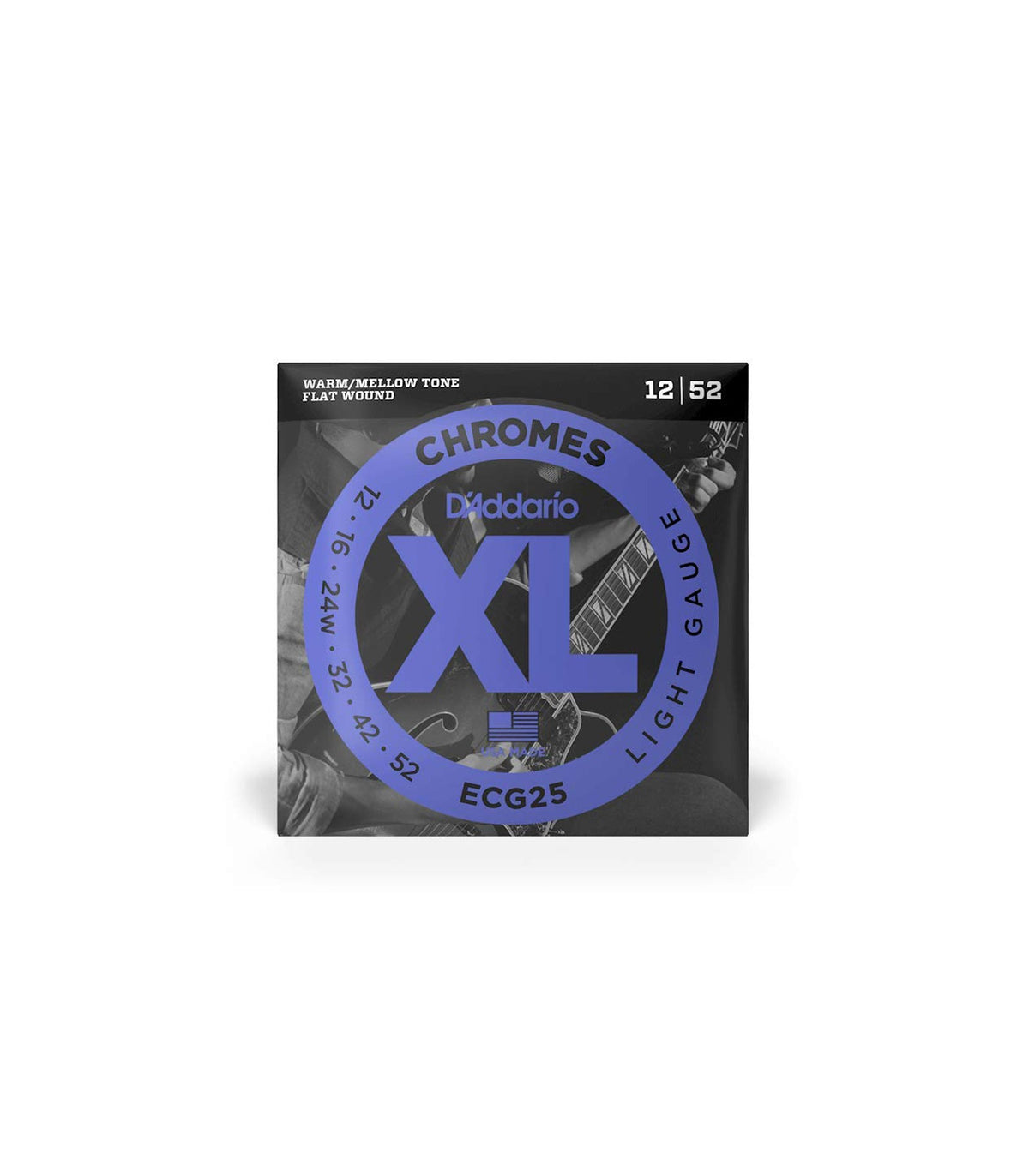 D'Addario ECG25 Chromes Flat Wound Electric Guitar Strings Light Gauge (12-52)