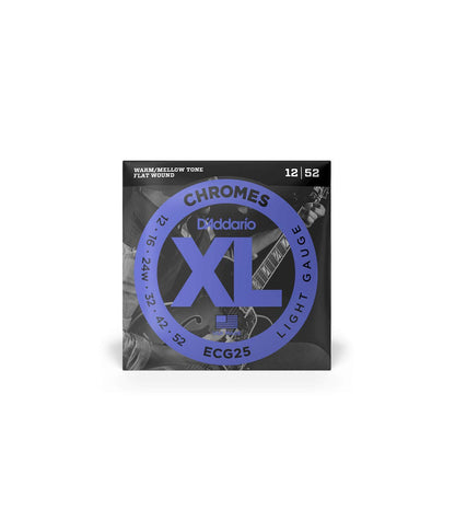 D'Addario ECG25 Chromes Flat Wound Electric Guitar Strings Light Gauge (12-52)