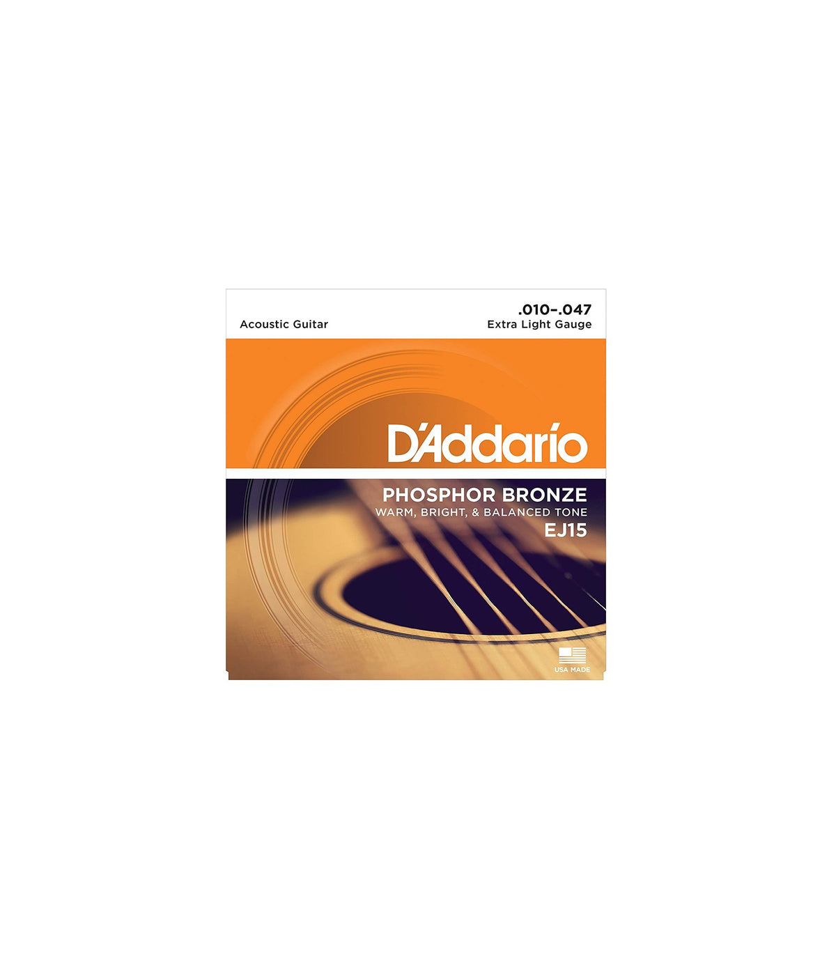 D'Addario EJ15 Phosphor Bronze Acoustic Strings Extra Light Gauge (10-47)