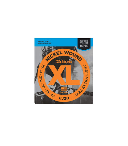 D'Addario EJ20 Nickel Wound Electric Guitar Strings Jazz Extra Light Gauge (10-49)
