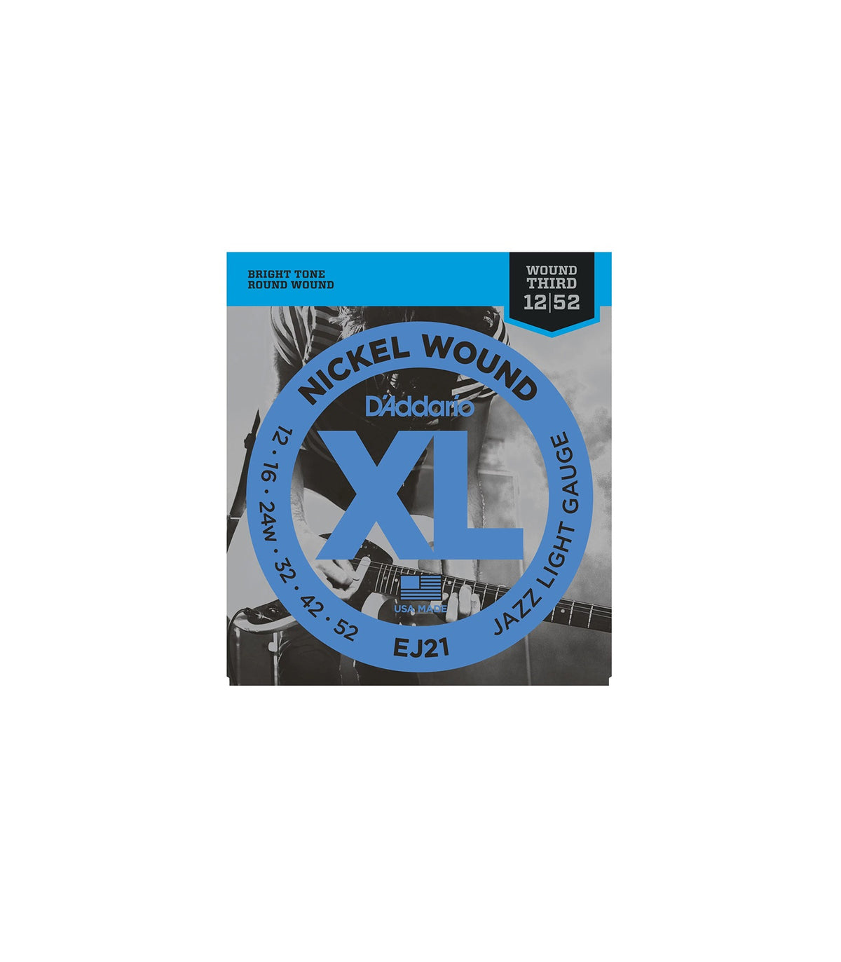 D'Addario EJ21 Nickel Wound Electric Guitar Strings Jazz Light Gauge (12-52)