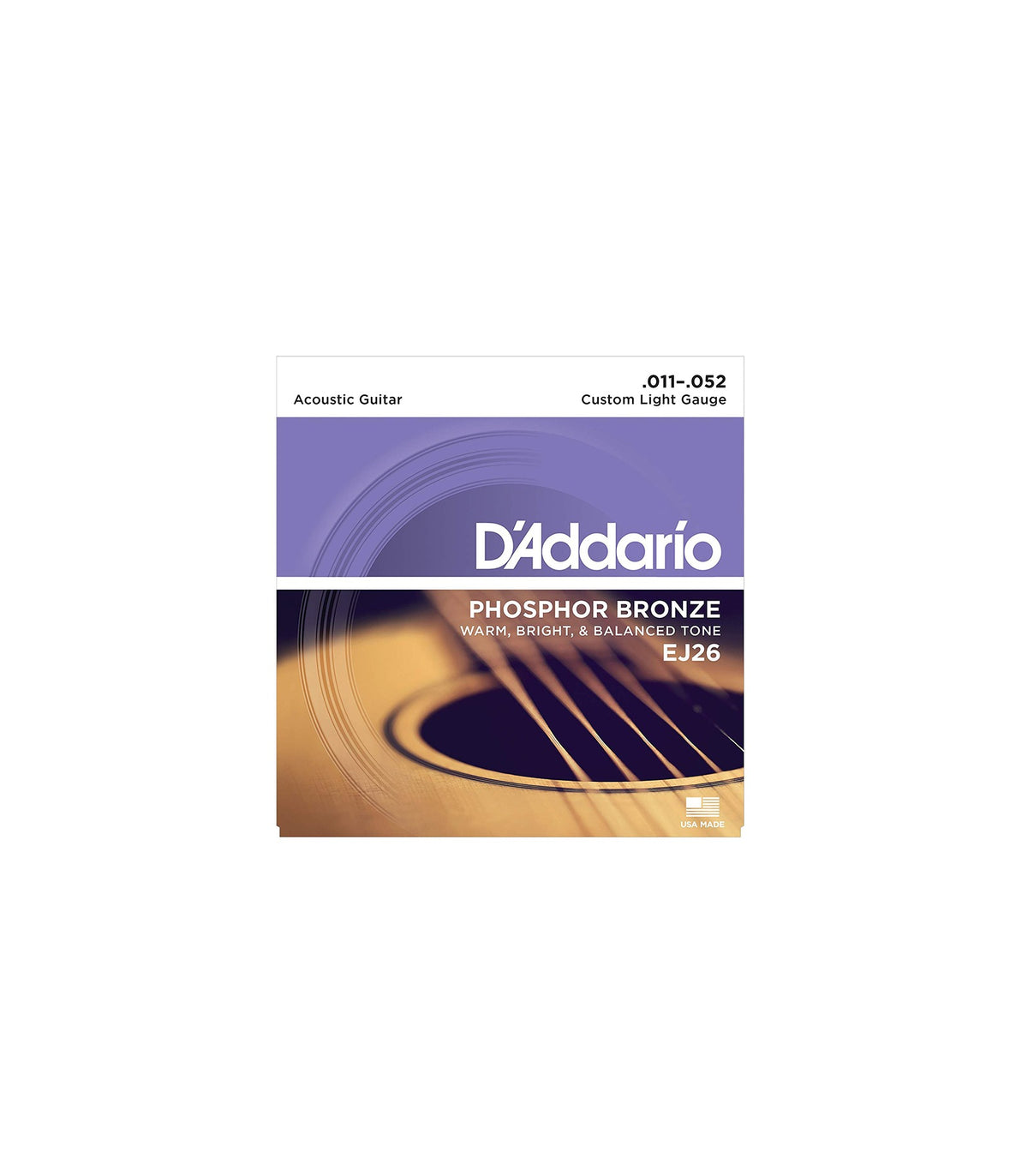D'Addario EJ26 Phosphor Bronze Acoustic Strings Custom Light Gauge (11-52)