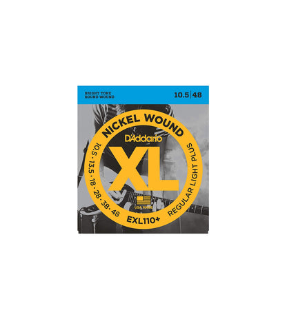 D'Addario EXL110+ Nickel Wound Electric Guitar Strings Regular Light Plus Gauge (10.5-48)