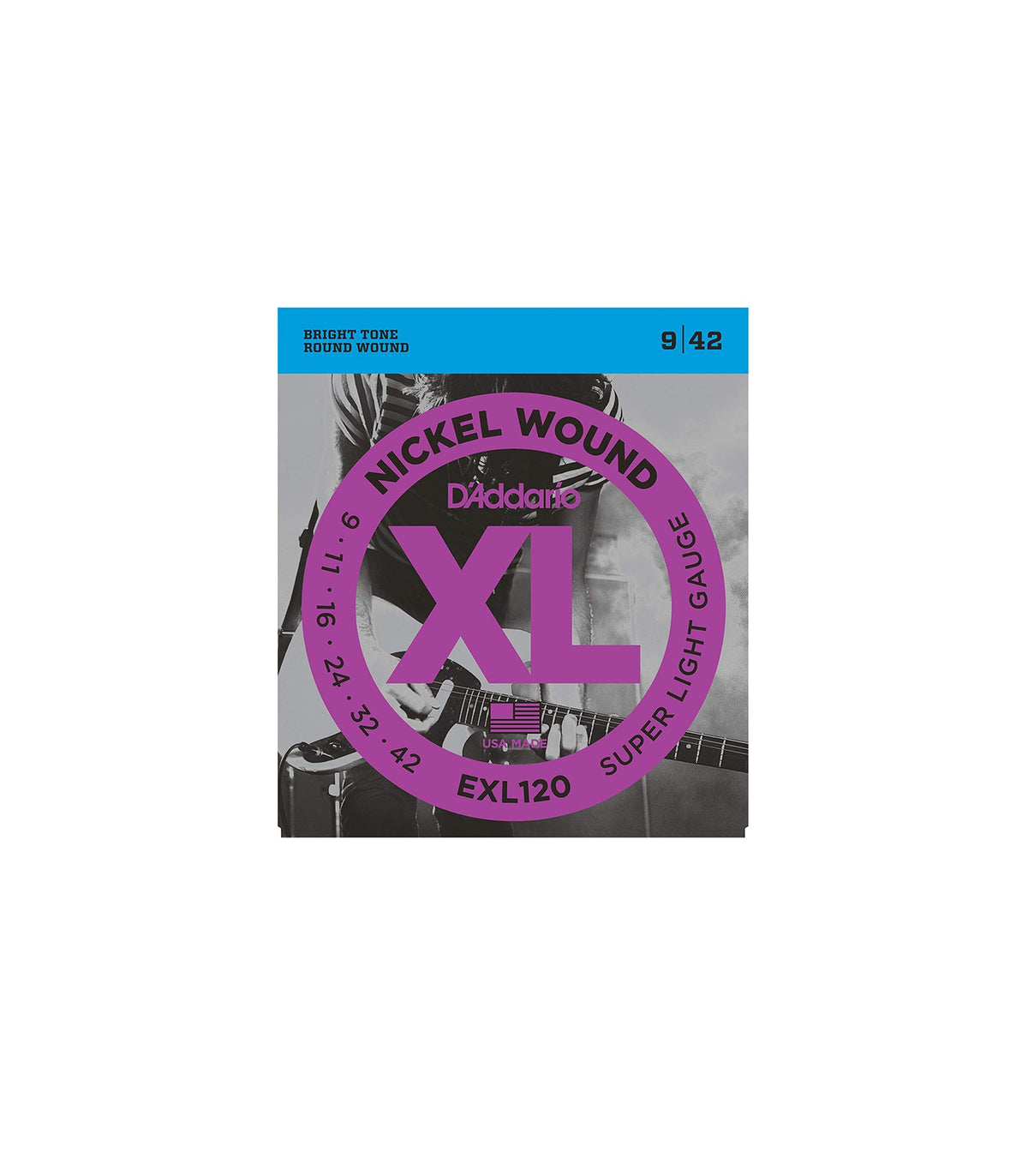 D'Addario EXL120 Nickel Wound Electric Guitar Strings Super Light Gauge (9-42)