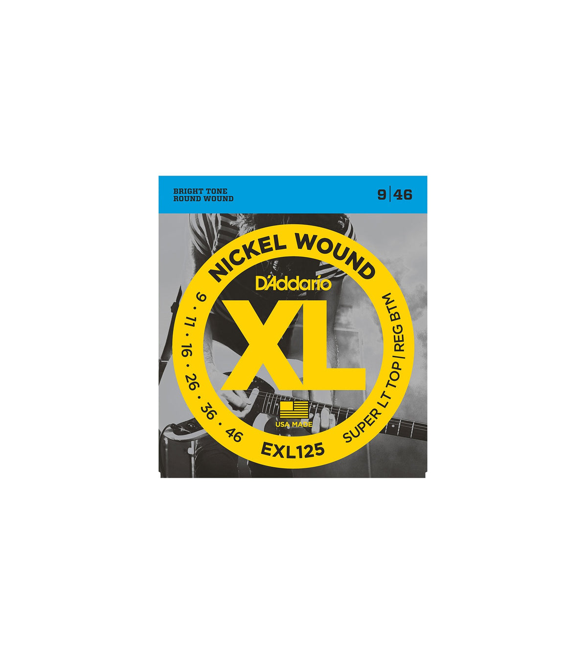 D'Addario EXL125 Nickel Wound Electric Guitar Strings Super Light Top/Regular Bottom Gauge (9-46)