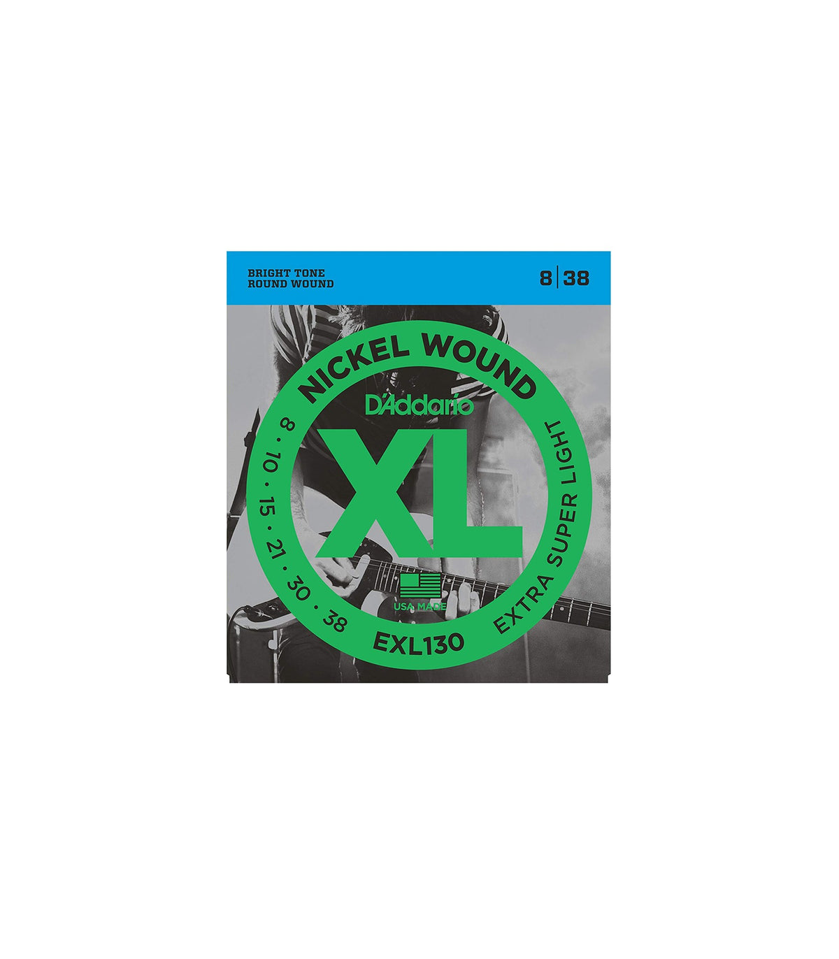 D'Addario EXL130 Nickel Wound Electric Guitar Strings Extra-Super Light Gauge (8-38)