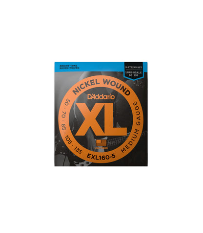 D'Addario EXL160-5 - Nickel Wound Long Scale Bass Strings Medium 5-String Gauge (50-135)