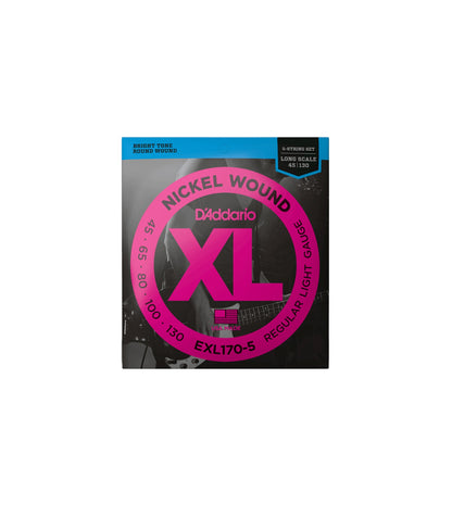 D'Addario EXL-170-5 - Nickel Wound Long Scale Bass Strings Light 5-String Gauge (45-130)