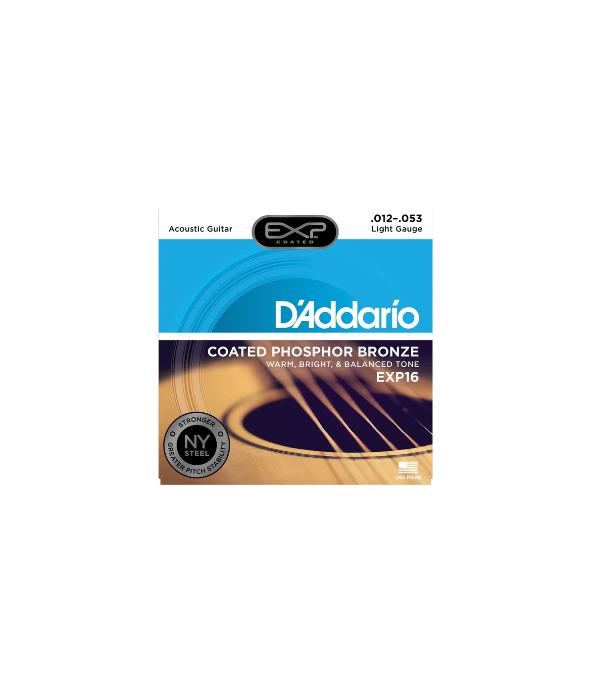 D'Addario EXP16 Coated Phosphor Bronze Acoustic Strings Light Gauge (12-53)