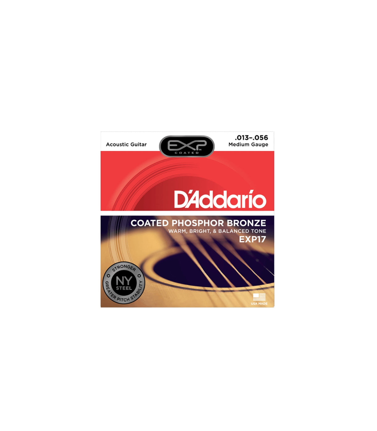 D'Addario EXP17 Coated Phosphor Bronze Acoustic Strings Medium Gauge (13-56)