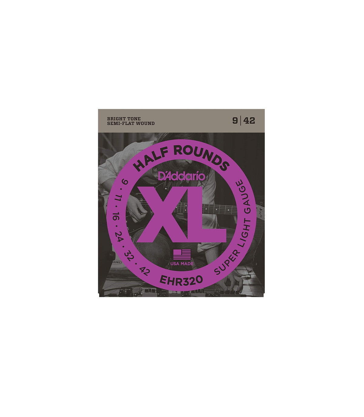 D'Addario EHR320 Half Rounds Electric Guitar Strings Super Light Gauge (9-42)