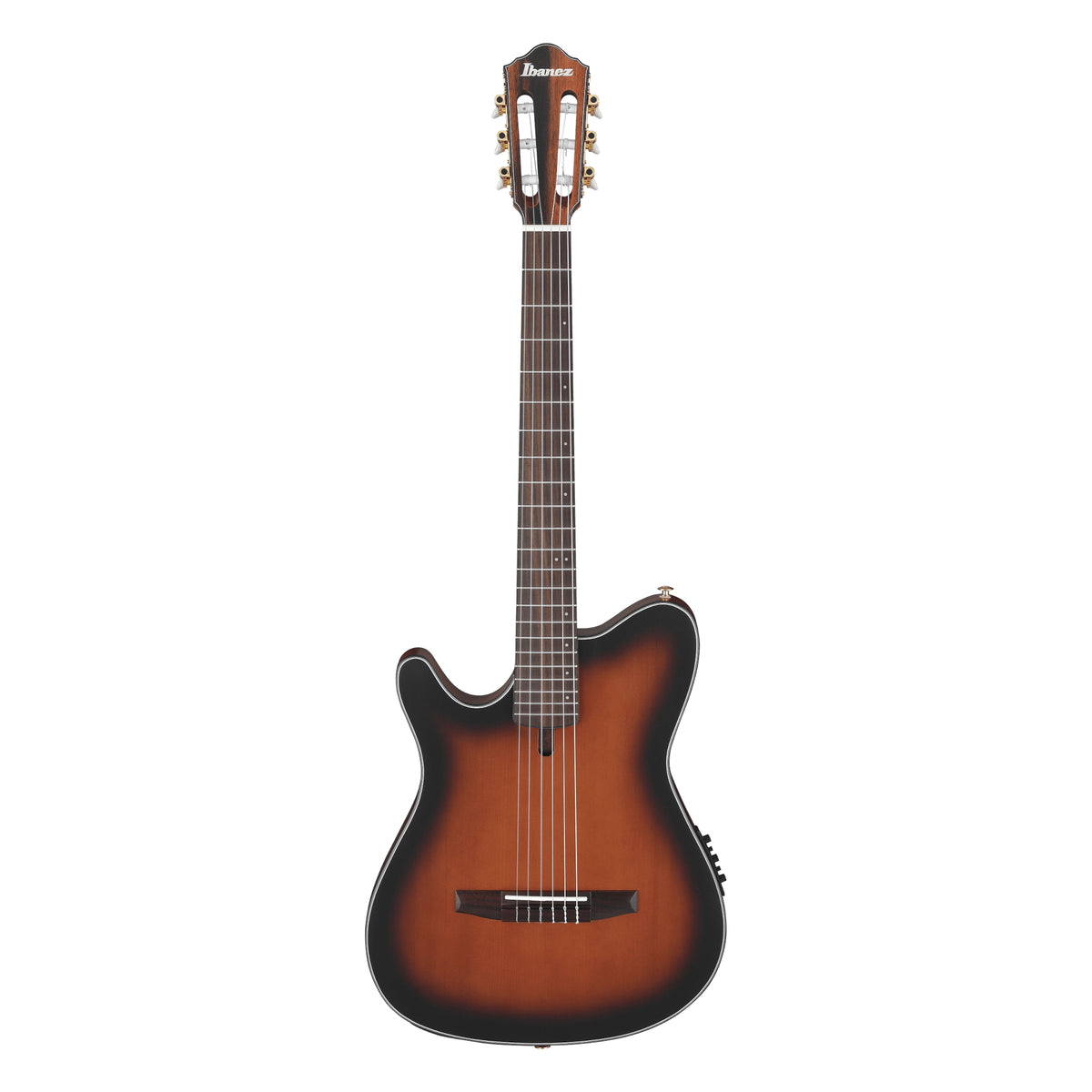 IBANEZ FRH10NLBSF Thinline Nylon 6 String Acoustic Electric Guitar Left Hand, Brown Sunburst Flat