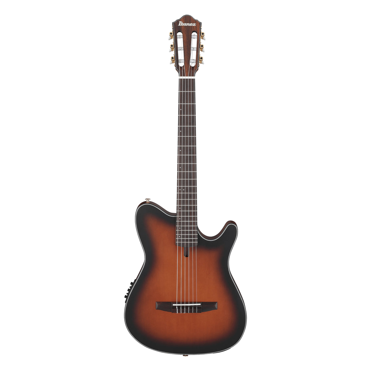 IBANEZ FRH10NBSF Thinline Nylon 6 String Acoustic Electric Guitar, Brown Sunburst Flat