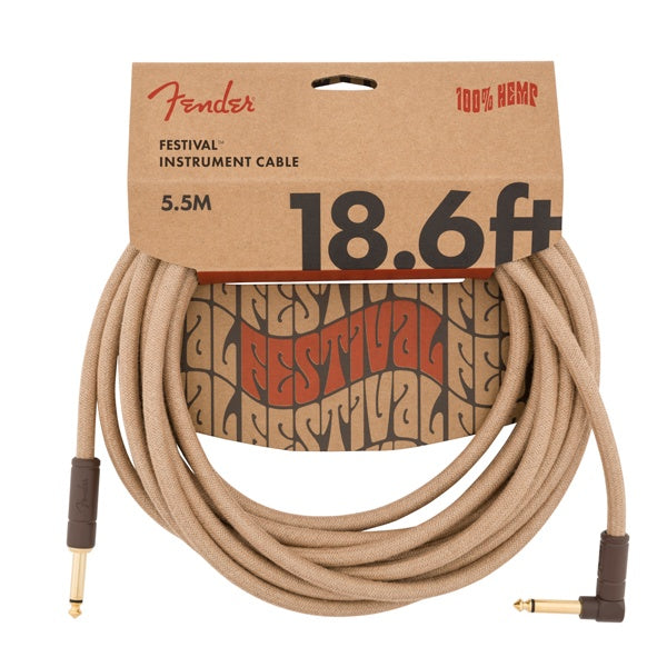 Fender 18.6' Angled Festival Instrument Cable, Pure Hemp - Natural