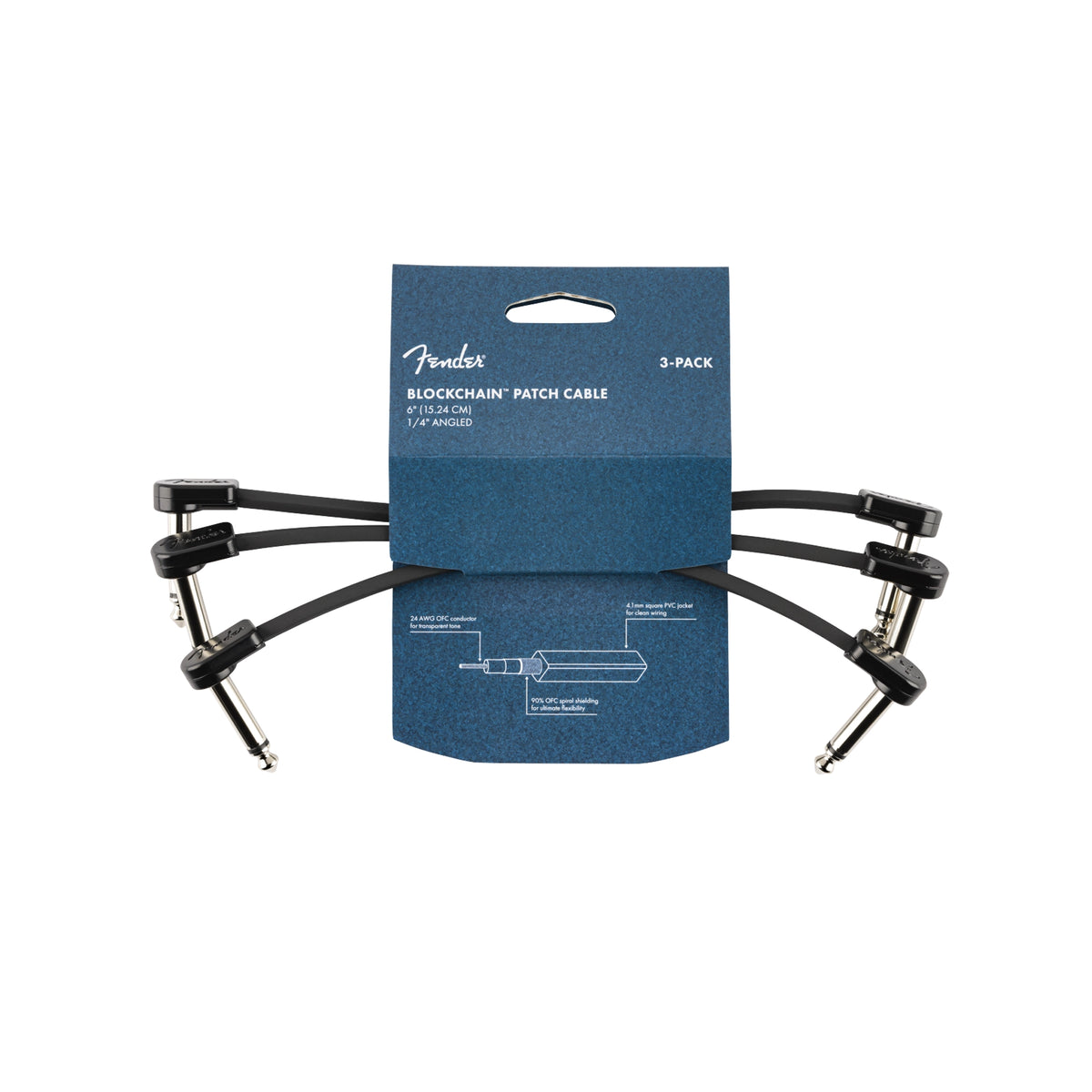 Fender Câble Blockchain 6", lot de 3, angle/angle