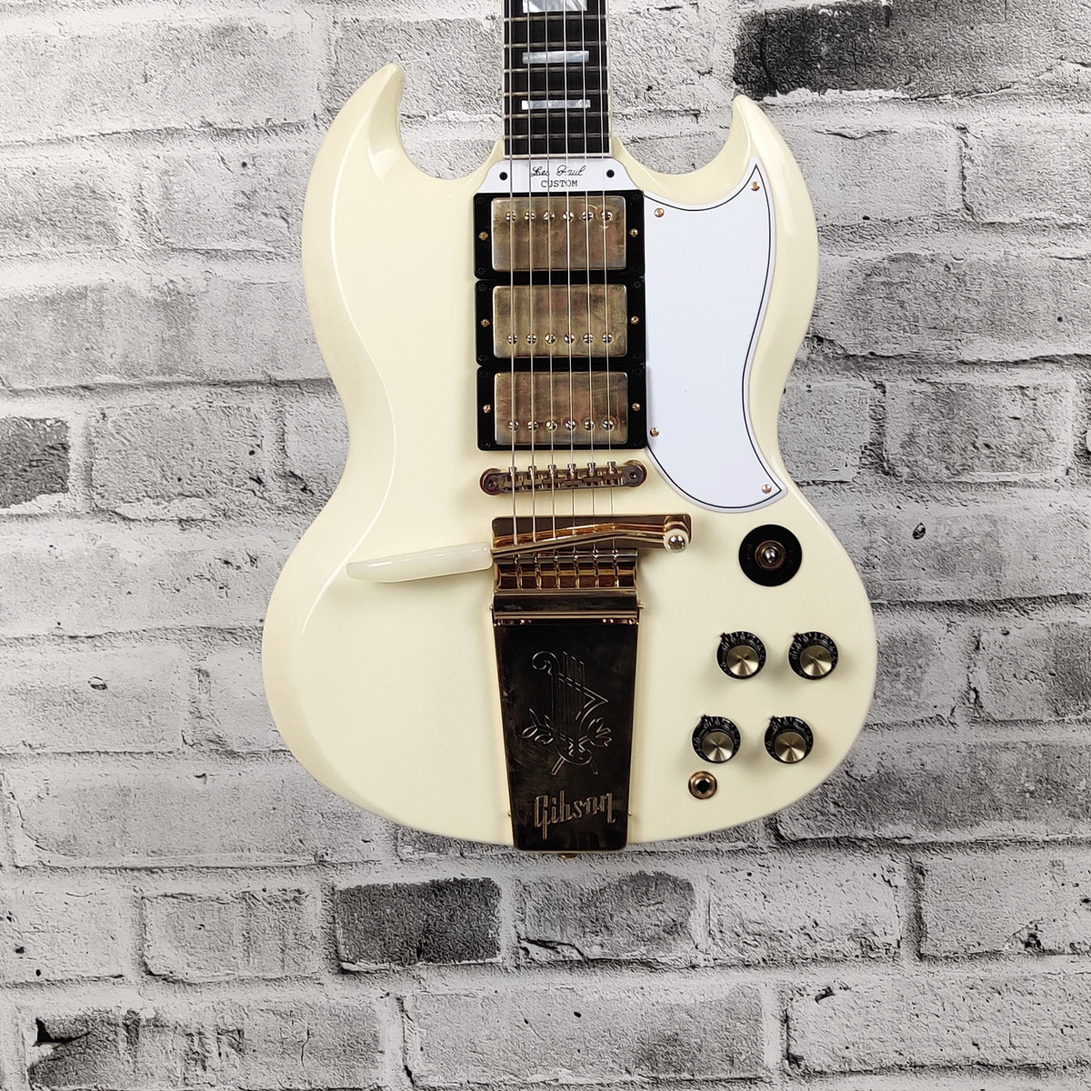 Gibson 1963 Les Paul Custom SG VOS Reissue w/ 3-Pickups, Ebony Fretboard and Maestro Trem - Classic White