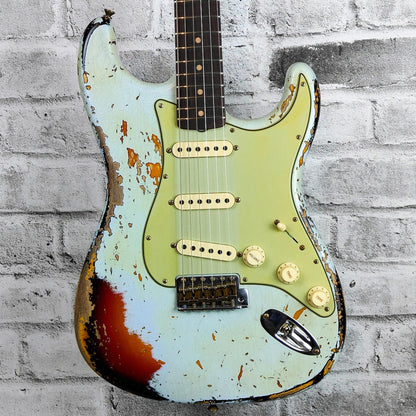Fender Custom Shop '61 Strat Heavy Relic, Rosewood Fingerboard, Super Faded Aged Sonic Blue over 3-Color Sunburst