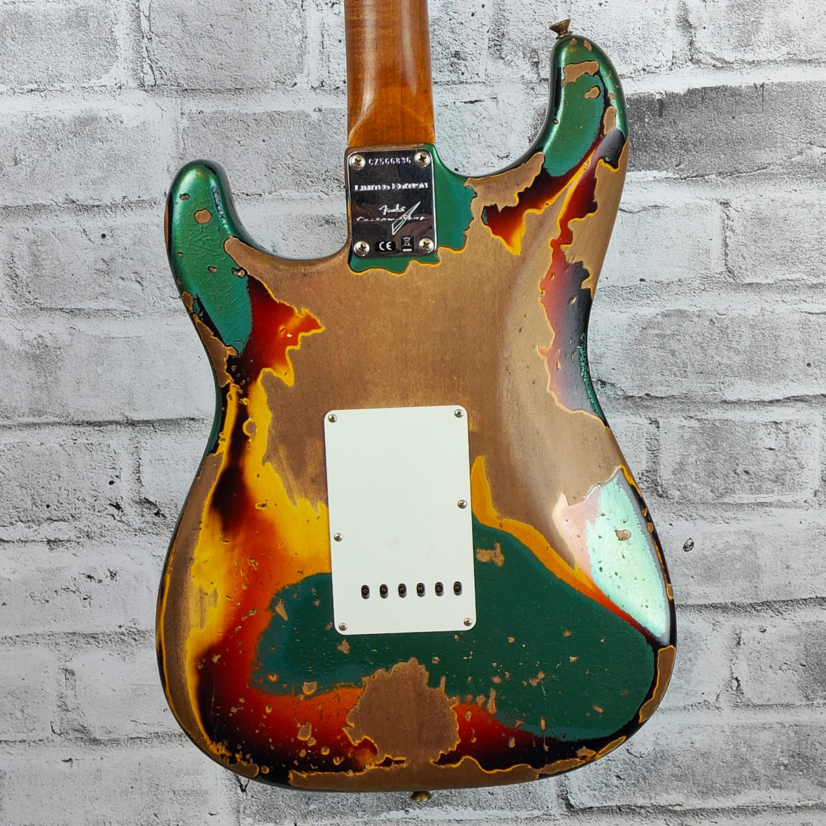Fender Custom Shop Limited Edition Roasted ’61 Strat Super Heavy Relic, Flat-Lam Rosewood Fingerboard, Aged Sherwood Green Metallic over 3-Color Sunburst