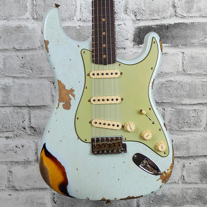 Fender Custom Shop ’61 Strat Heavy Relic, Rosewood Fingerboard, Super Faded Aged Sonic Blue over 3-Color Sunburst