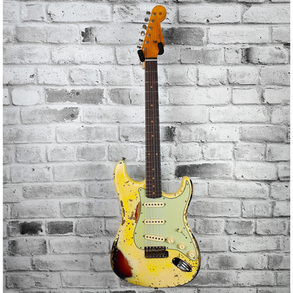 Fender Custom Shop Limited 1959 Stratocaster Super Heavy Relic, Aged Vintage White Over Chocolate 3-Tone Sunburst