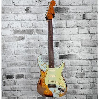Fender Custom Shop Ltd 61 BT Stratocaster Super Heavy Relic, Aged Sonic Blue over 3-Color Sunburst