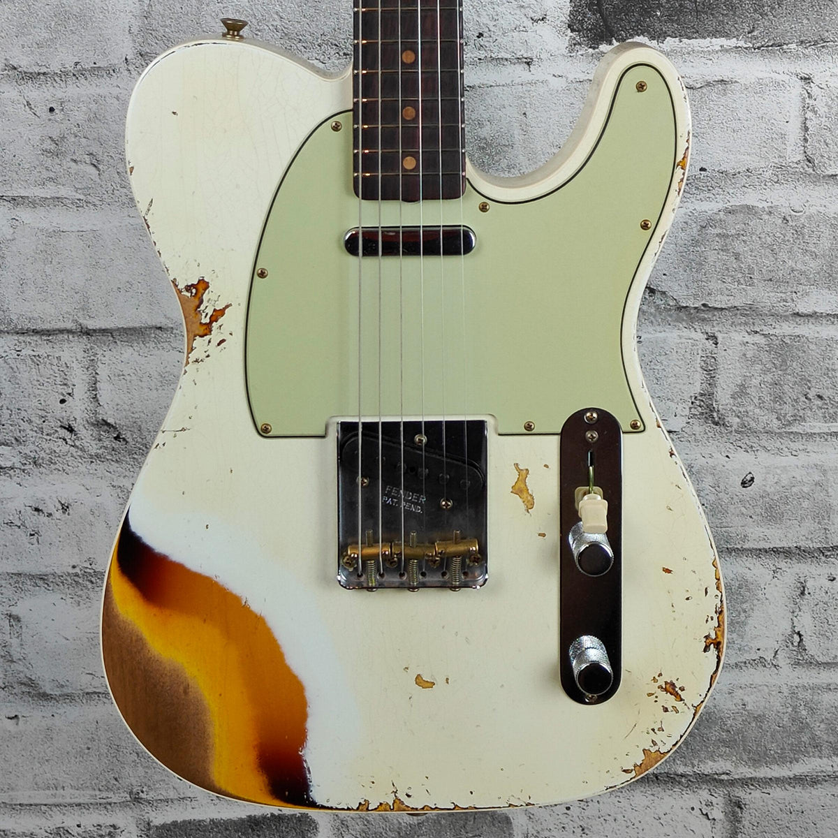 Fender Custom Shop Limited Telecaster Custom Heavy Relic, Aged Olympic White over Chocolate 3-Tone Sunburst