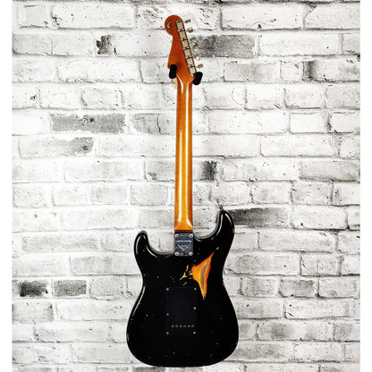 Fender Limited Edition Dual-Mag II Strat Relic, Rosewood Fingerboard - Aged Black Over 3-Color Sunburst