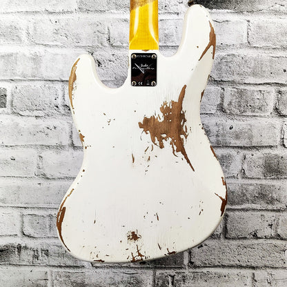 Fender Custom Shop FCS 1961 Jazz Bass Heavy Relic w/Rosewood Fingerboard - Aged Olympic White