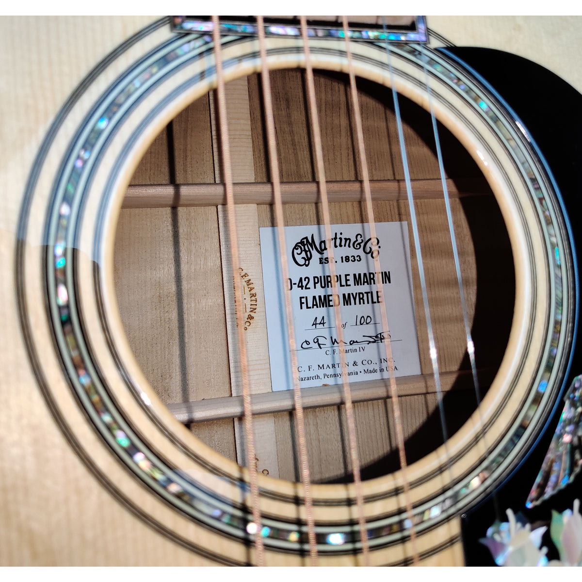 Martin D-42 Purple Martin Flamed Myrtle Guitar