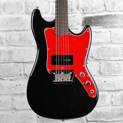 Fender Custom Shop Fender Play Foundation MusicMaster NOS Masterbuilt, One Of A Kind, by Jason Smith - Black with Red & Silver Sparkle