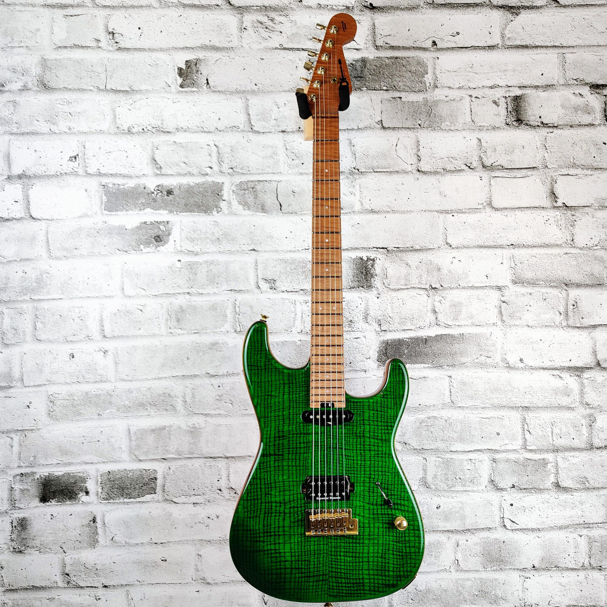 Charvel Prestige Custom Shop, Master Built, One Of A Kind,  Flamed Ash San Dimas San Dimas HS Electric Guitar - Trans Green Gloss