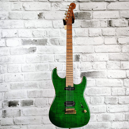 Charvel Prestige Custom Shop, Master Built, One Of A Kind,  Flamed Ash San Dimas San Dimas HS Electric Guitar - Trans Green Gloss