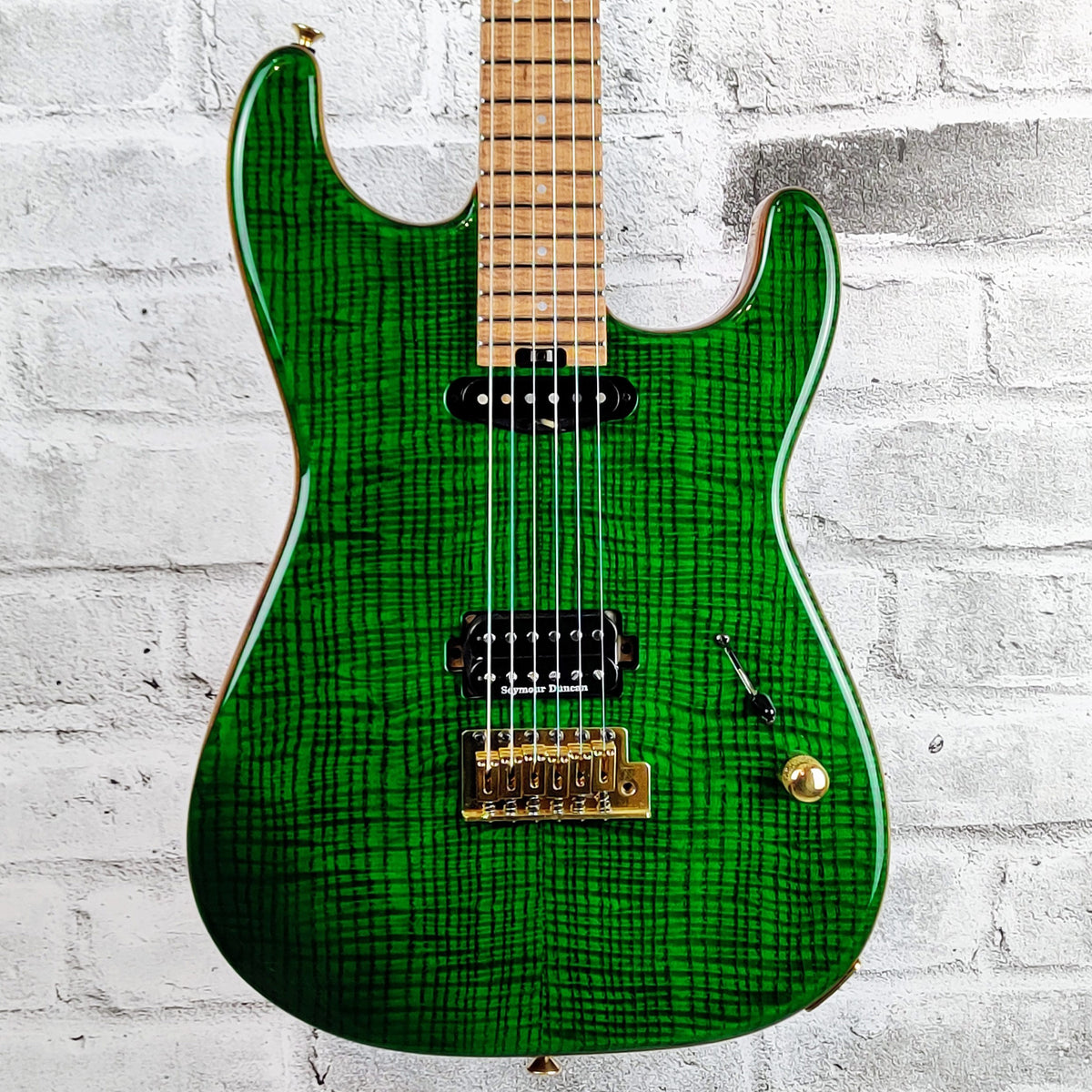 Charvel Prestige Custom Shop, Master Built, One Of A Kind,  Flamed Ash San Dimas San Dimas HS Electric Guitar - Trans Green Gloss