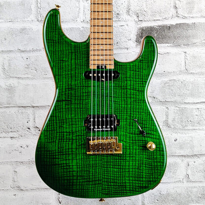 Charvel Prestige Custom Shop, Master Built, One Of A Kind,  Flamed Ash San Dimas San Dimas HS Electric Guitar - Trans Green Gloss