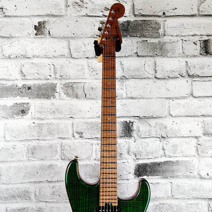 Charvel Prestige Custom Shop, Master Built, One Of A Kind,  Flamed Ash San Dimas San Dimas HS Electric Guitar - Trans Green Gloss